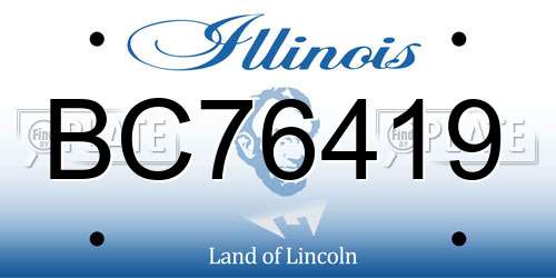 BC76419 Illinois License Plate