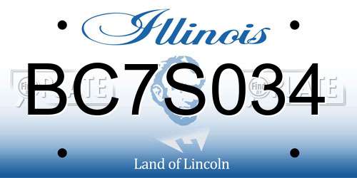 BC7S034 Illinois License Plate