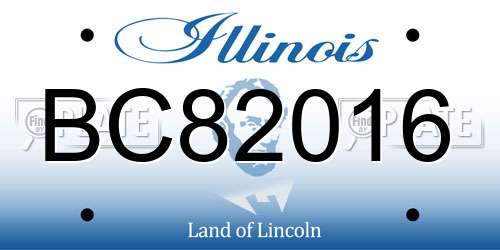 BC82016 Illinois License Plate