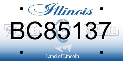 BC85137 Illinois License Plate