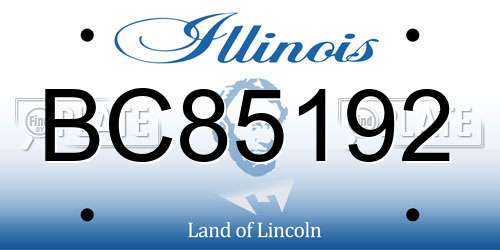 BC85192 Illinois License Plate