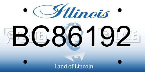 BC86192 Illinois License Plate