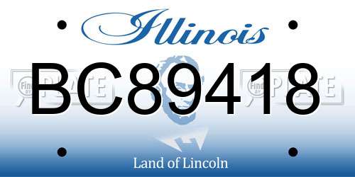 BC89418 Illinois License Plate