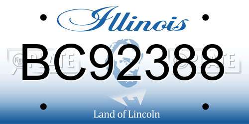 BC92388 Illinois License Plate