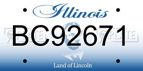 BC92671 Illinois License Plate
