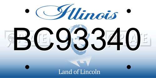 BC93340 Illinois License Plate