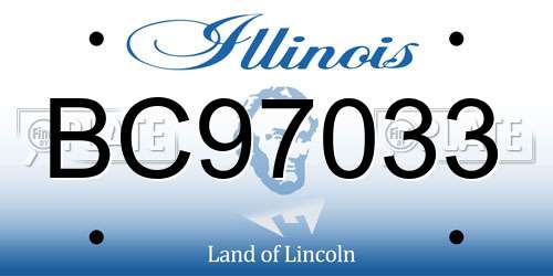 BC97033 Illinois License Plate