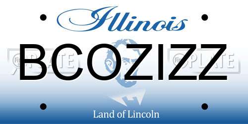 BCOZIZZ Illinois License Plate