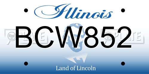 BCW852 Illinois License Plate