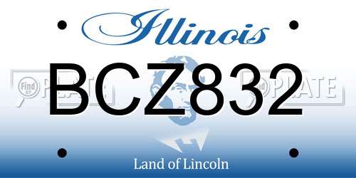 BCZ832 Illinois License Plate