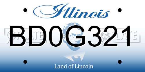 BD0G321 Illinois License Plate
