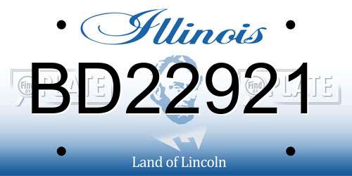 BD22921 Illinois License Plate