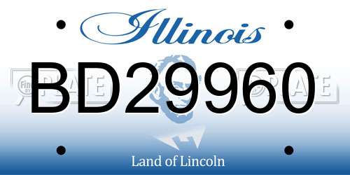 BD29960 Illinois License Plate