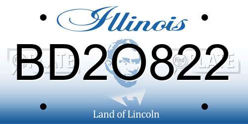 BD2O822 Illinois License Plate