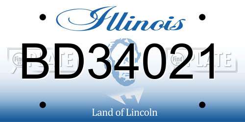 BD34021 Illinois License Plate
