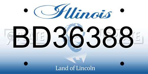 BD36388 Illinois License Plate