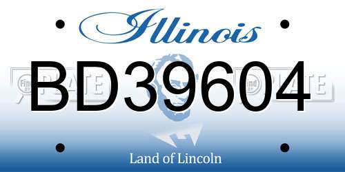 BD39604 Illinois License Plate