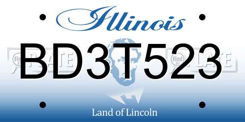 BD3T523 Illinois License Plate