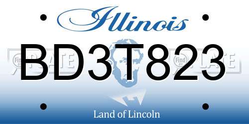 BD3T823 Illinois License Plate