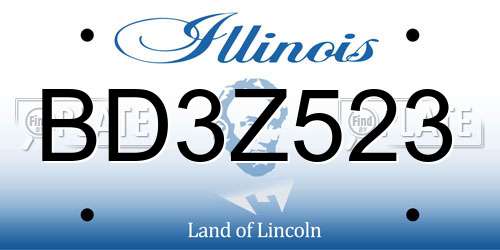 BD3Z523 Illinois License Plate