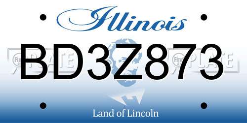 BD3Z873 Illinois License Plate