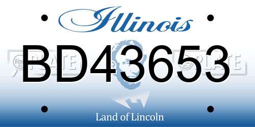 BD43653 Illinois License Plate