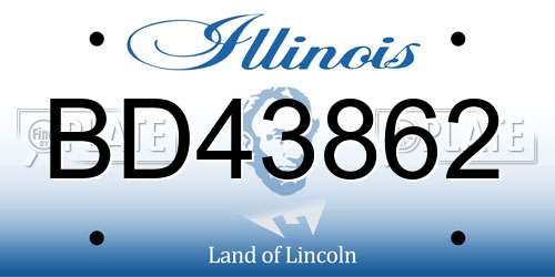 BD43862 Illinois License Plate
