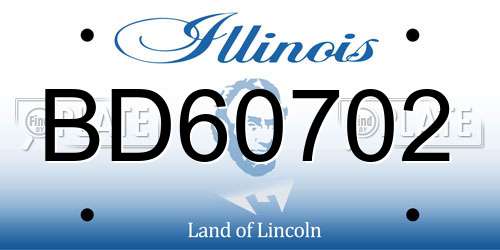 BD60702 Illinois License Plate