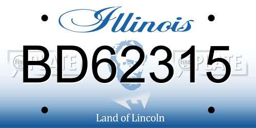 BD62315 Illinois License Plate