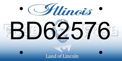 BD62576 Illinois License Plate