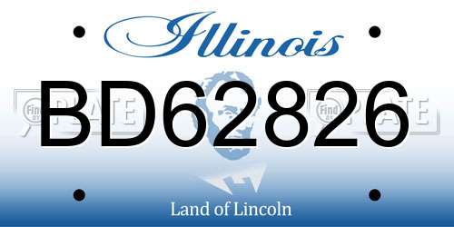 BD62826 Illinois License Plate