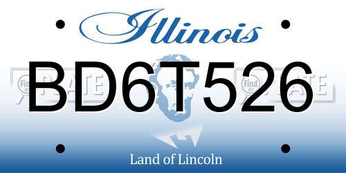 BD6T526 Illinois License Plate