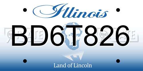 BD6T826 Illinois License Plate
