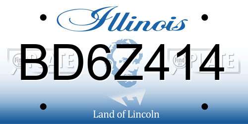 BD6Z414 Illinois License Plate