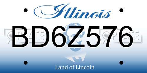 BD6Z576 Illinois License Plate