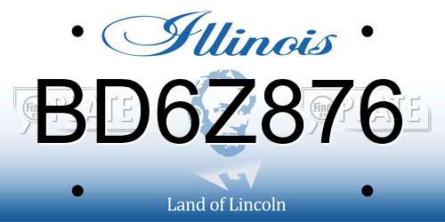 BD6Z876 Illinois License Plate