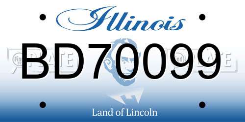 BD70099 Illinois License Plate
