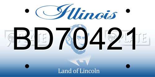 BD70421 Illinois License Plate