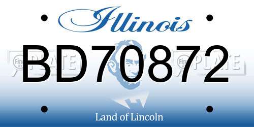 BD70872 Illinois License Plate