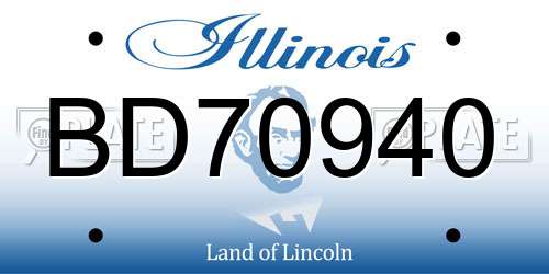 BD70940 Illinois License Plate