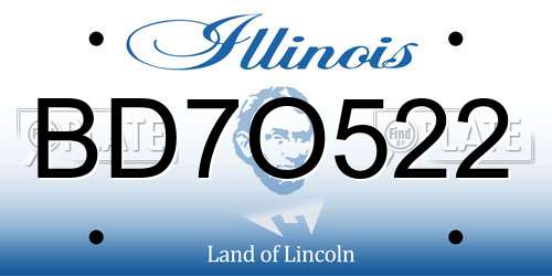 BD7O522 Illinois License Plate