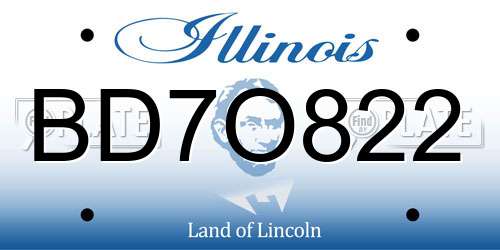 BD7O822 Illinois License Plate