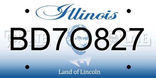 BD7O827 Illinois License Plate