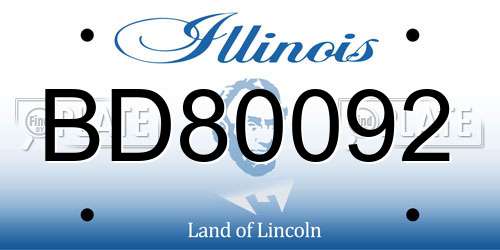 BD80092 Illinois License Plate