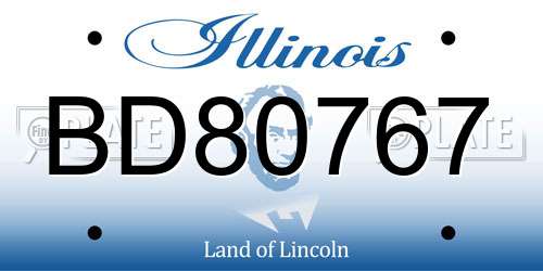BD80767 Illinois License Plate