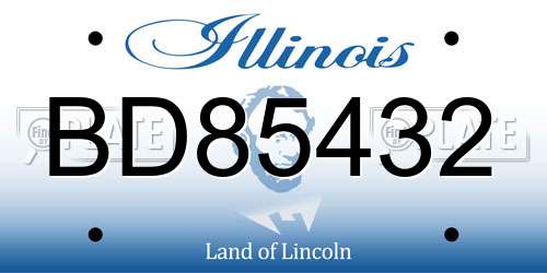 BD85432 Illinois License Plate