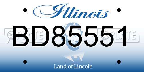 BD85551 Illinois License Plate