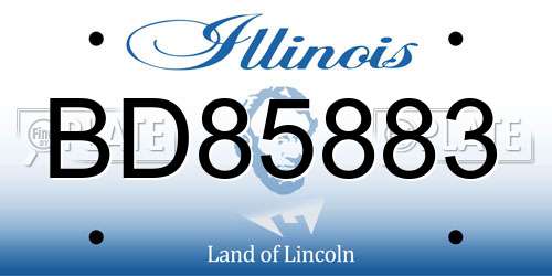 BD85883 Illinois License Plate
