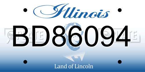 BD86094 Illinois License Plate