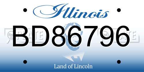 BD86796 Illinois License Plate